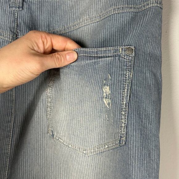 Pilcro and The Letterpress Pinstriped Distressed Cotton Skirt Women's 30 - Picture 7 of 9